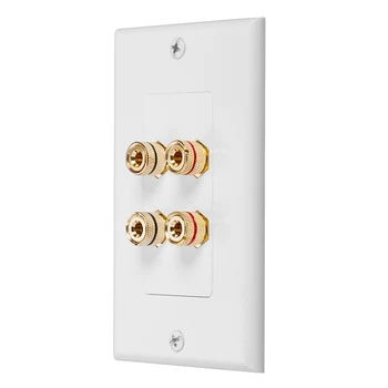 

4 Posts Speaker Wall Plate Home Theater Wall Plate Audio Panel for 2 Speakers