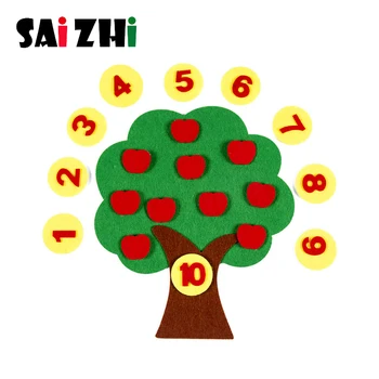 

Saizhi Child Toys Apple Tree Match Digital Teaching Non-Woven Puzzle Math Toy Creative Educational Toy For Kindergarten Kids