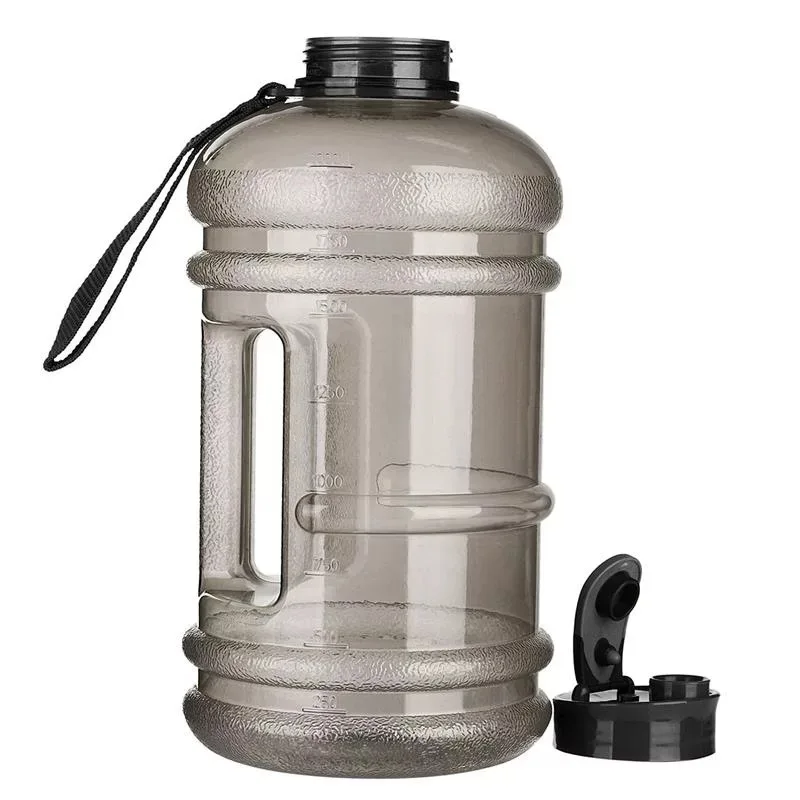 2.2L большая емкость Спортивная бутылка для воды спортивная бутылка портативное ведро Спорт на открытом воздухе походный чайник с ручкой - Цвет: Черный