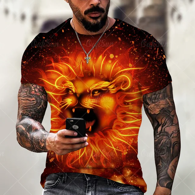 Fashion Trend 3D printing Tiger Men  T-Shirt Casual O-Neck Summer Selling Short Sleeve Oversized T-Shirt Comfortable StreetTops OFSM-00828