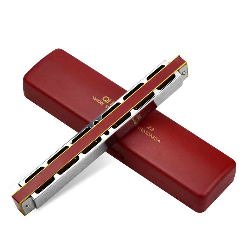 Tremolo-Tremolo Harmonica with 28 Holes, C Key, Armonica, Wide Vocal Range Mouth Organ, Music Instrument