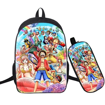 

Anime One Piece 2 Pcs/Set Backpack Luffy Pencil Case School Bags for Teenage Girls Laptop Bagpack Men Kid Tote Casual Travel Bag