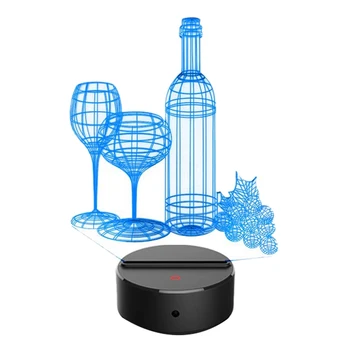

3D Night Light Wine Cup Bottle Led Light Optical Illusion Lamp 7 Color Changing with Remote Birthday Christmas Gifts for Kids Gi