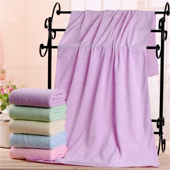 

Soft Microfibre Beach Bath Nano-micro Fiber Towel with Bear Pattern Multi-functional Kitchen Cleaning Absorbent Pink Blue Towel