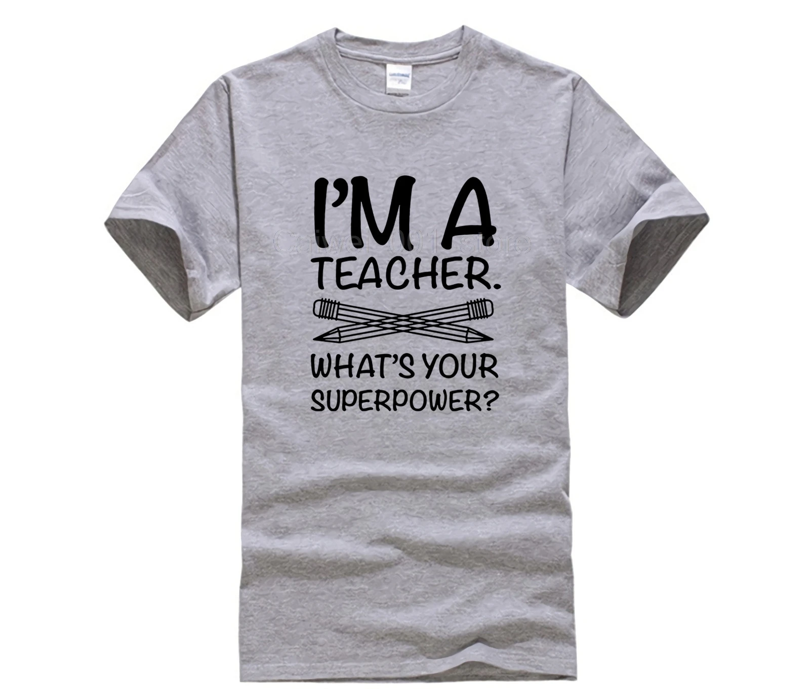 Топ Мужская футболка I M TEACHER WHAT S ваша суперсила забавные принты с надписями белая Новая летняя мужская повседневная футболка с принтом - Цвет: light grey