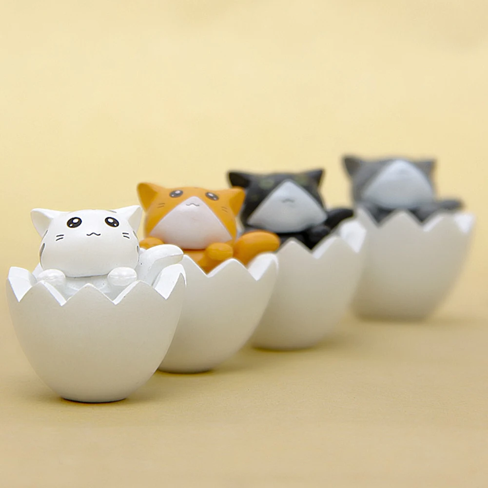 4 шт. Мультяшные кошки яичная скорлупа Мини фигурки поделки DIY бонсай для пейзажа Декор