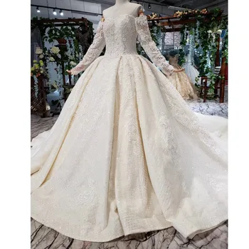 

BGW HT4223 Western Style Wedding Dress Off The Shoulder Long Sleeves Bride Wedding Gown 2020 Fashion Design Vestido Novia Encaje