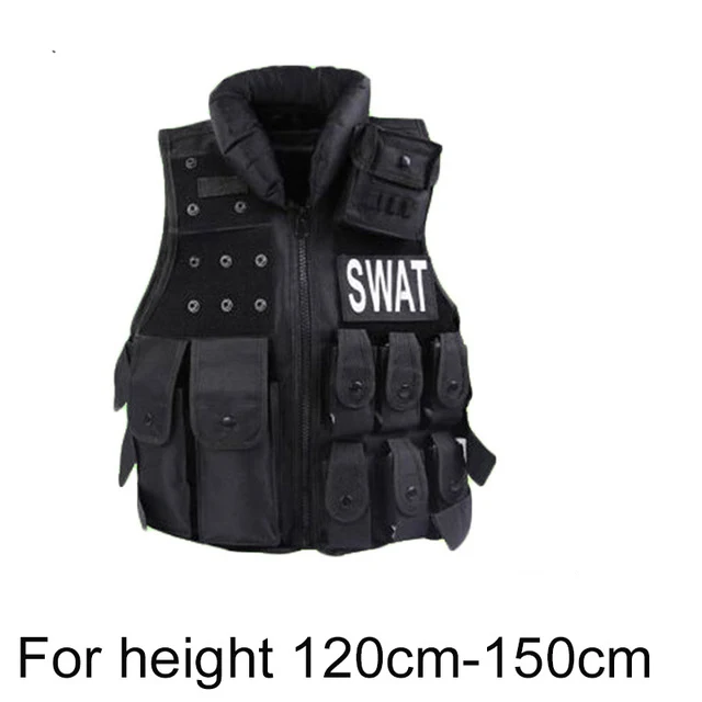Children Outdoor Tactical Nylon Vest Security Waistcoat Training Protective Black | Спорт и развлечения