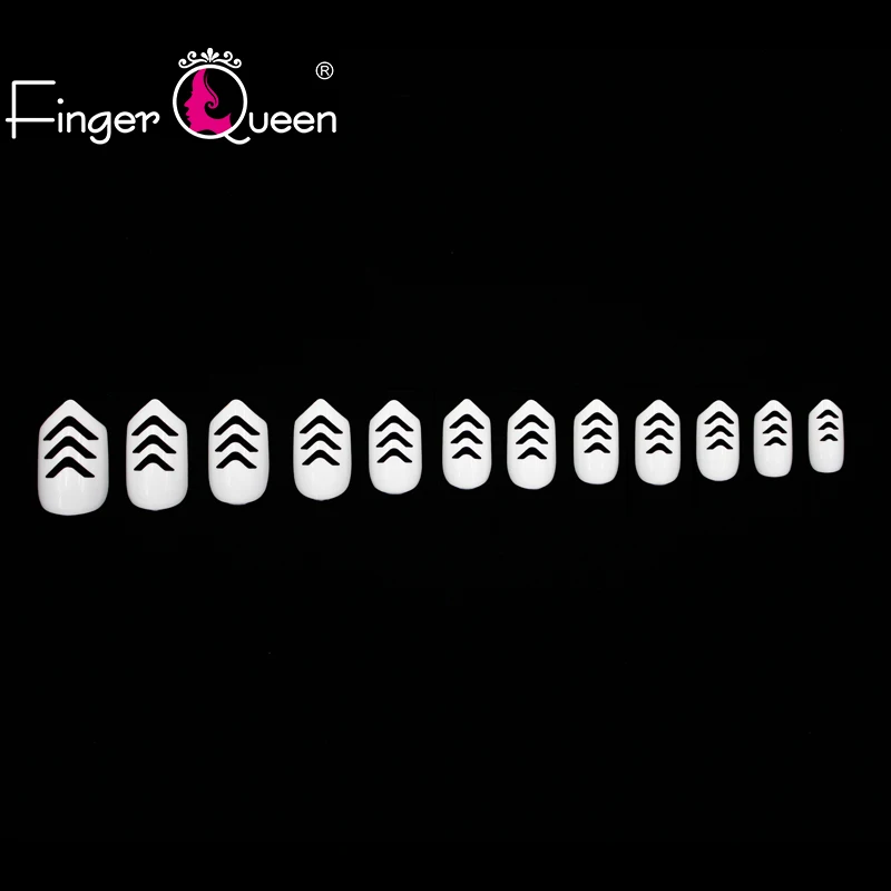 Fingerqueen 100 шт+ коробка белые накладные ногти с острыми головками высокое качество пластмассы полностью покрытые ногти