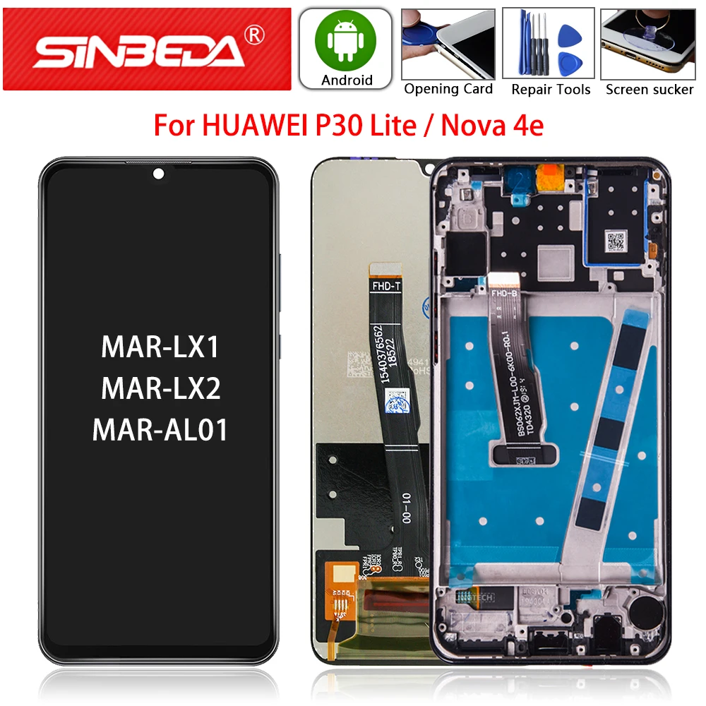 6 15 &quotОригинальный ЖК дисплей для HUAWEI P30 Lite сенсорный экран с рамкой Huawei Nova 4e