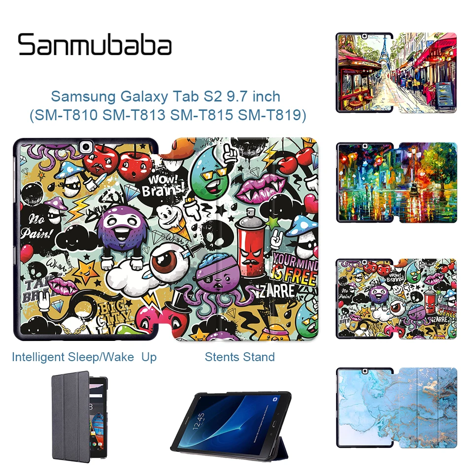 Sanmubaba чехол для Samsung Galaxy Tab S2 9,7 дюймов тонкий из искусственной кожи с откидной подставкой смарт-чехол для планшета funda T810 T813 T815 T819