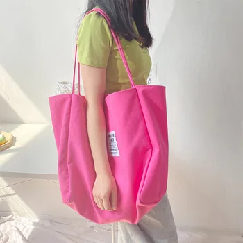 

Korean Style Three Color Thin Shoulder StrapTote Bag Large Capacity English Letter Canvas Bag Canvas Bag Shoulder Bags
