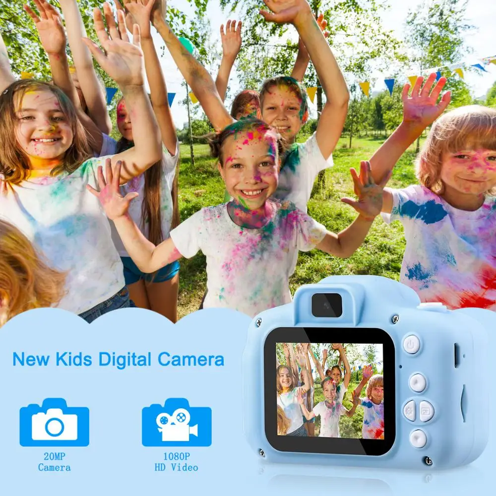 Детская камера 1080P HD с картой 32G 2,0 дюймов цветной экран Двойная селфи видео игра детская камера игрушки подарки для детей