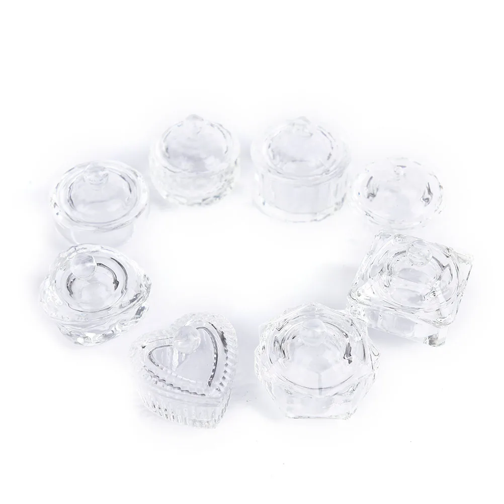 1PC Acrylic Powder Liquid Crystal Glass Dappen Dish Lid Bowl Cup Holder Manicure Equipment Nail Tool For Nail Art