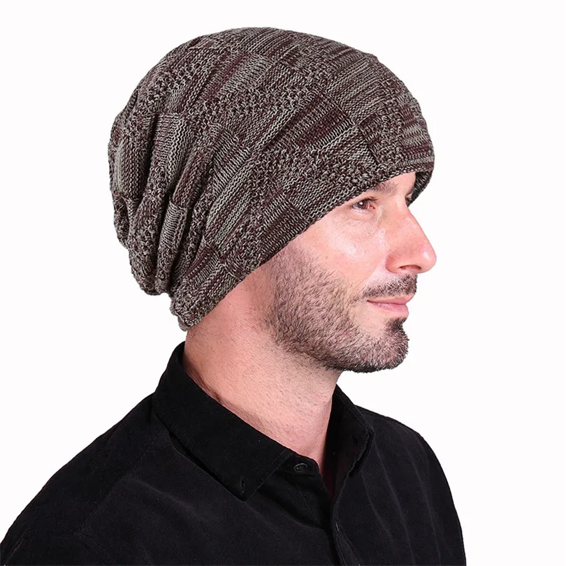 INDJXND модная теплая зимняя шапка Skullies Beanies, вязаные мужские и женские зимние шапочки, шапка, уличная шляпа, лыжная Мягкая вязаная шапка - Цвет: M228 Brown