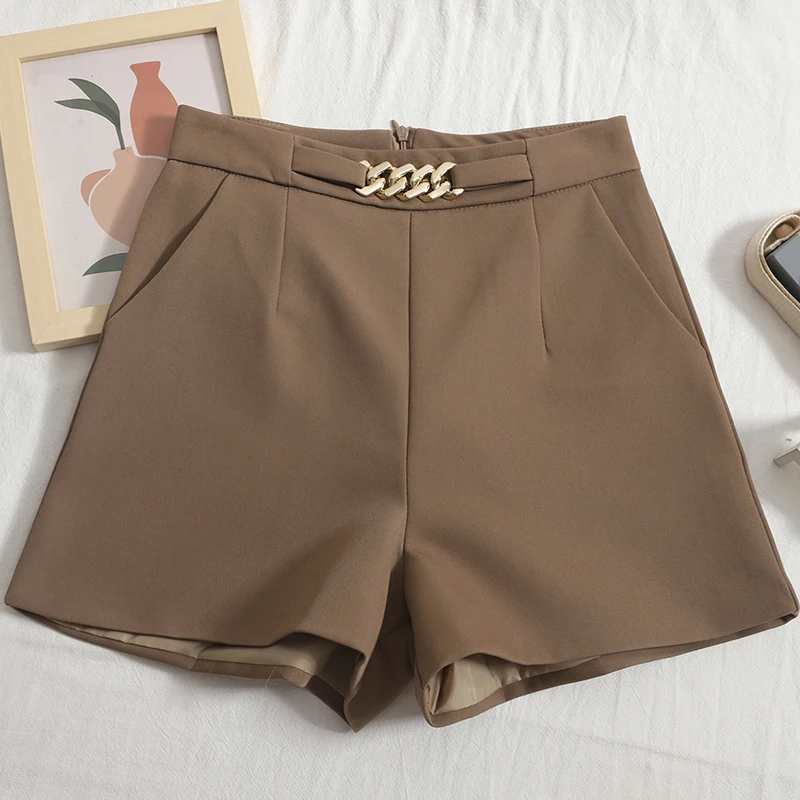 Casual Comfortable Elegant Shorts With Belt Women's Woolen Shorts