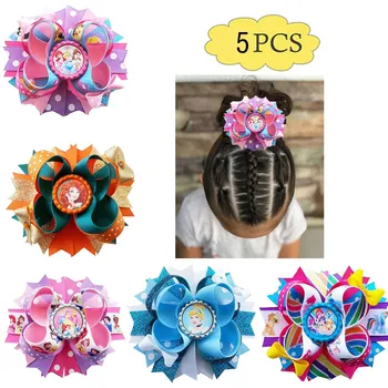 

free shipping 5pcs/lot 4.5" Inspired Boutique Layered Hair Bow birthdayprincess hair bows girl hair clips accessories