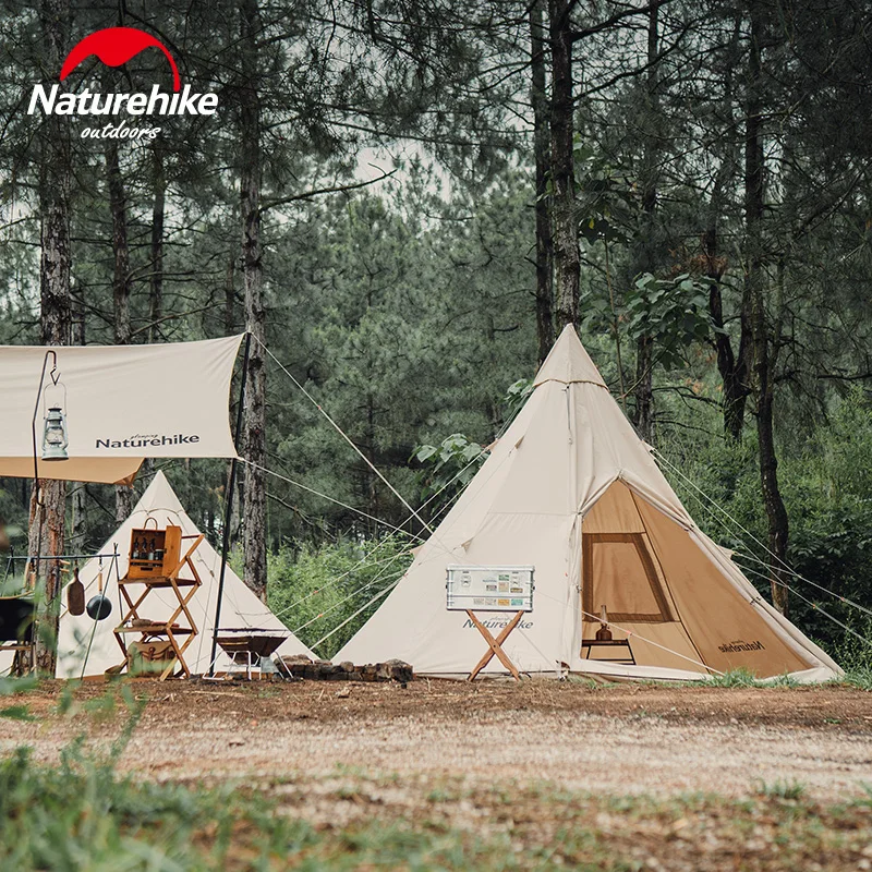 Naturehike-多人用テント,ピラミッド型のコットンキャンプテント,煙突の穴,屋外旅行,家族,厚い AliExpress