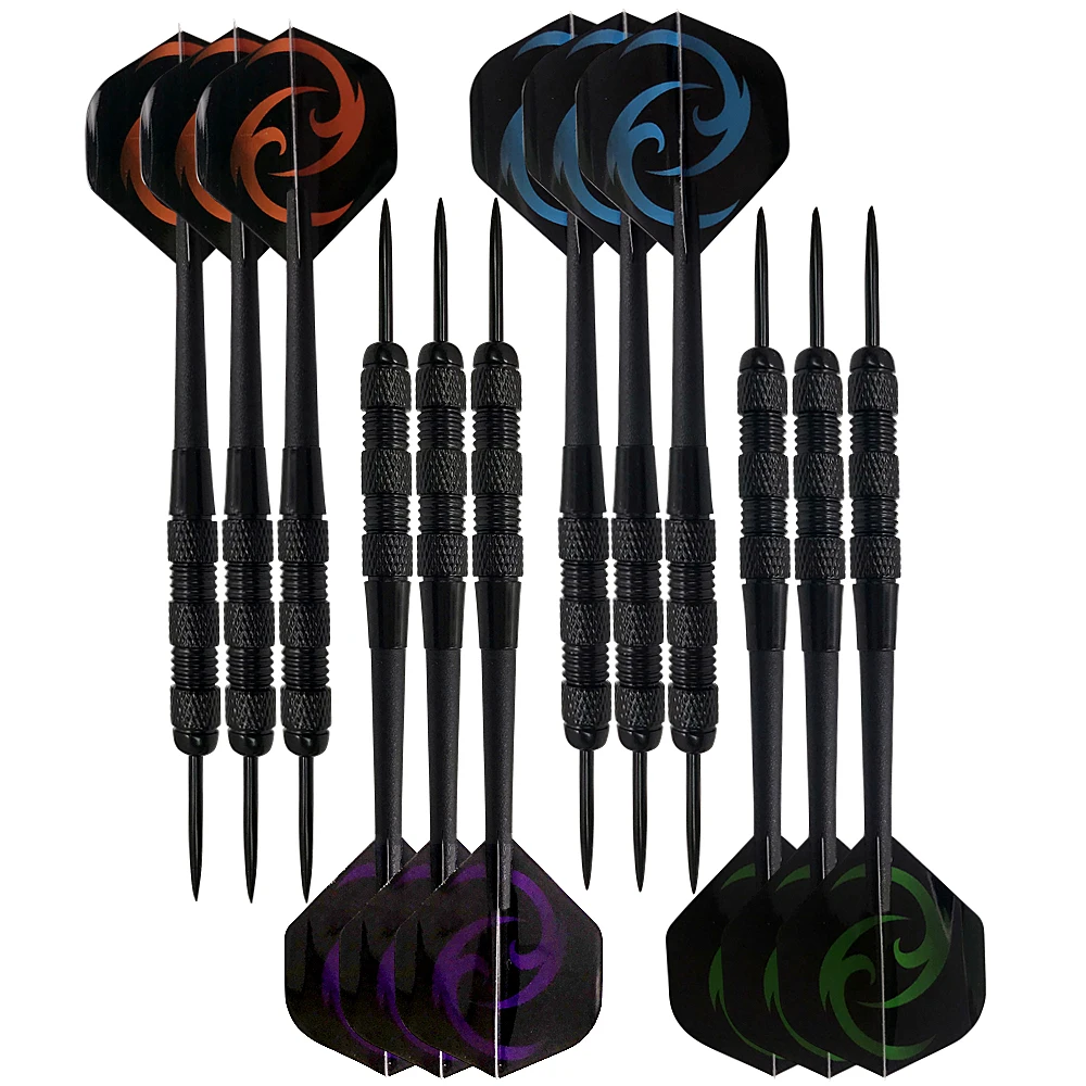 GOODARTS 12pcs Professional Steel Tip Darts Flight With Black Shaft Needle Tip Darts Sports High Quality