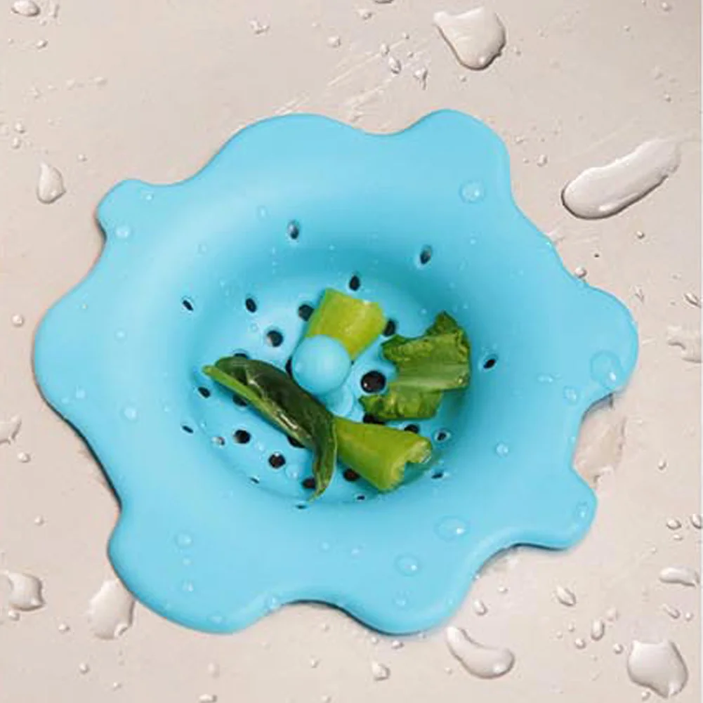 4Pcs Hair Stopper Floor Drain Sink Silicone Anti-clogging Basin Flower Bathtub Bathroom Strainer