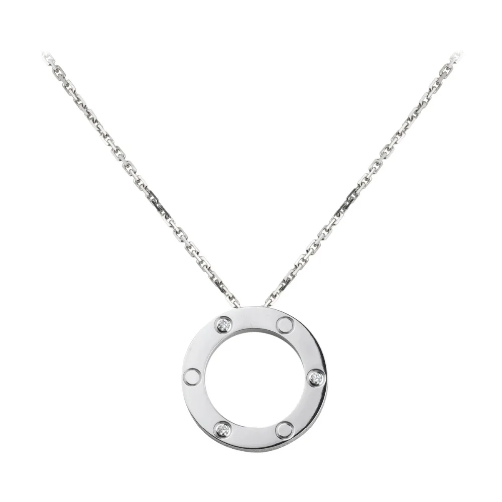 

Free Shipping Titanium Steel Gold Silver Chain Stone Crystal Simple Love Necklace for Women Girls Collier Bijoux Femme