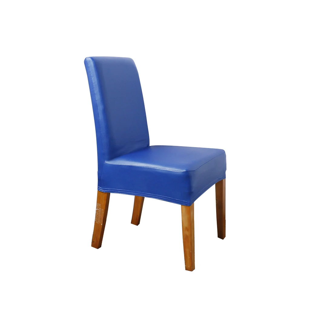 Защитные чехлы на стулья из спандекса, эластичные чехлы на стулья, водонепроницаемые чехлы на стулья, чехлы на стулья для кухни из искусственной кожи - Цвет: Синий