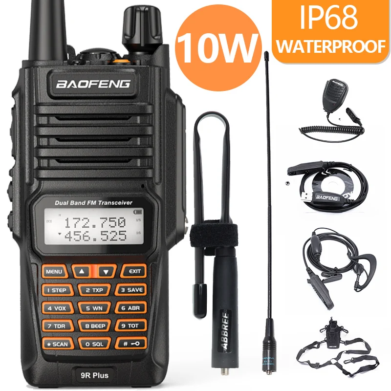 Рация Baofeng UV-9R водонепроницаемая IP68 Двухдиапазонная 136-174/400-520 МГц 10 км Вт UV-82 UV-5R UV-XR