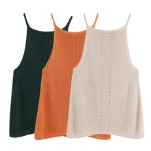 Knitted Tank Top Women 2020 Halter Top Cropped Debardeur Femme Knitted Blouses Cotton Vest Womens Off Shoulder Sexy Tops