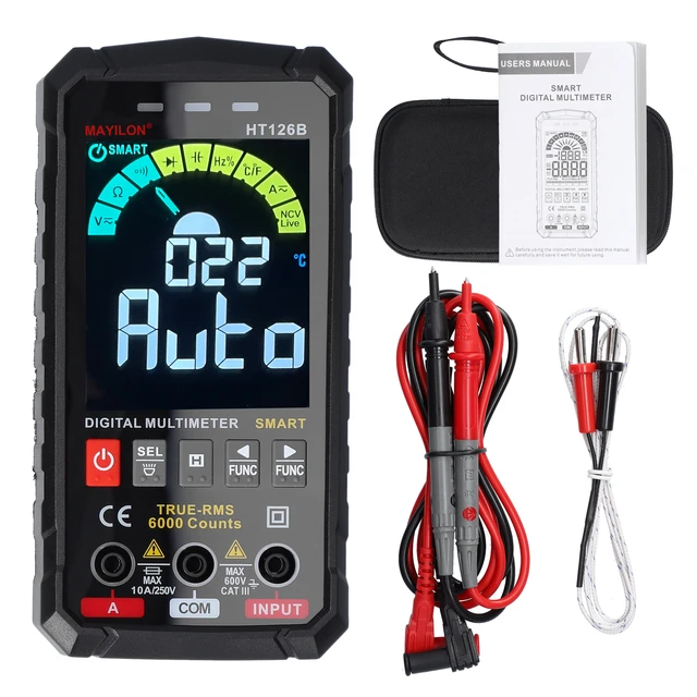 Multimètre numérique intelligent HT126B avec NCV et alarme filaire