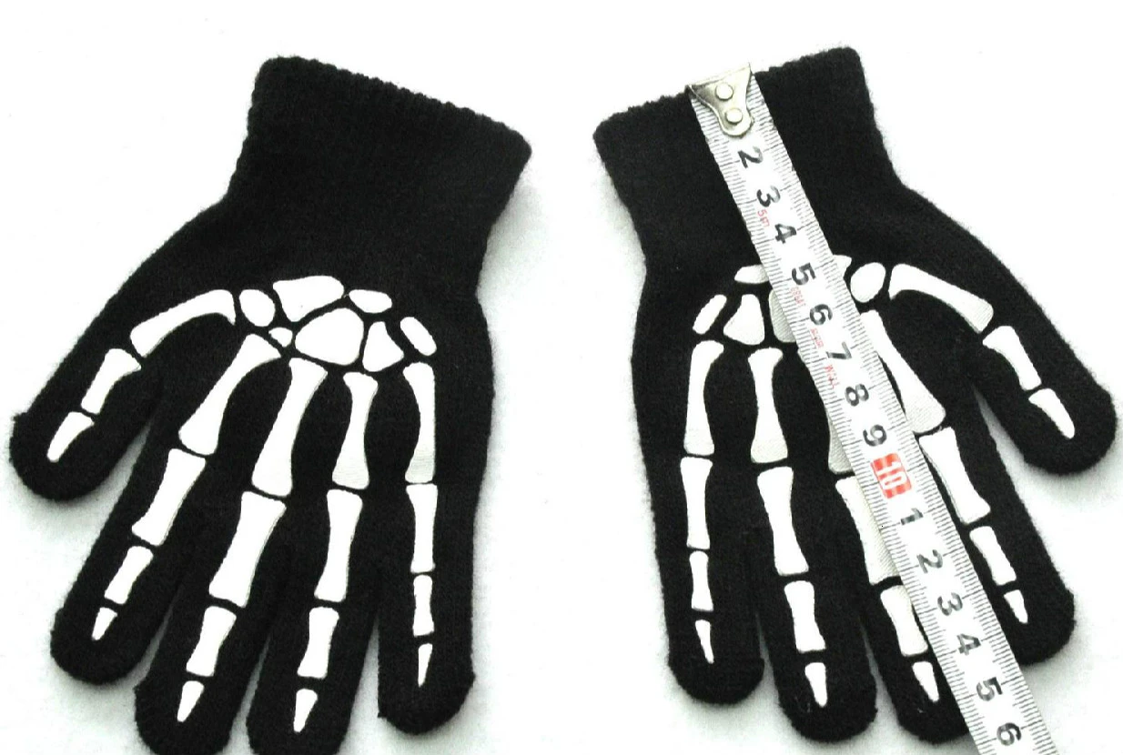 Вязаные перчатки для детей от 5 до 12 лет, светильник в темноте, светящаяся голова скелета человека, с принтом «Ghostcrawler», перчатки для пальцев, Новинка