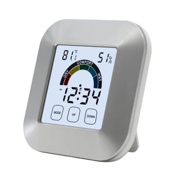 

LCD Display Digital Time Clock Desk Table Clock Thermometer Hygrometer Electronic Touch Type Weather Clock With Magnets