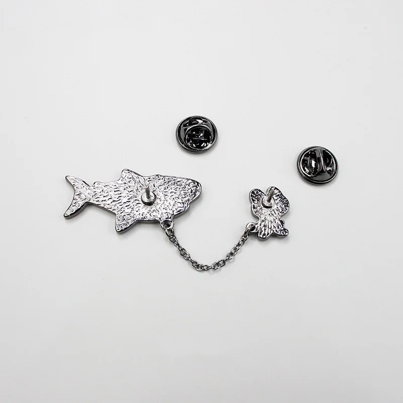 Брошь в виде кролика и акулы эмалированная булавка для рюкзака сумки значков