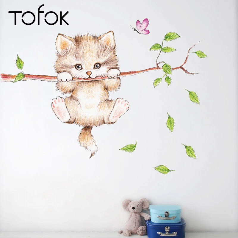 Tofok прекрасные кошки филиал домашняя настенная декоративная наклейка ручная