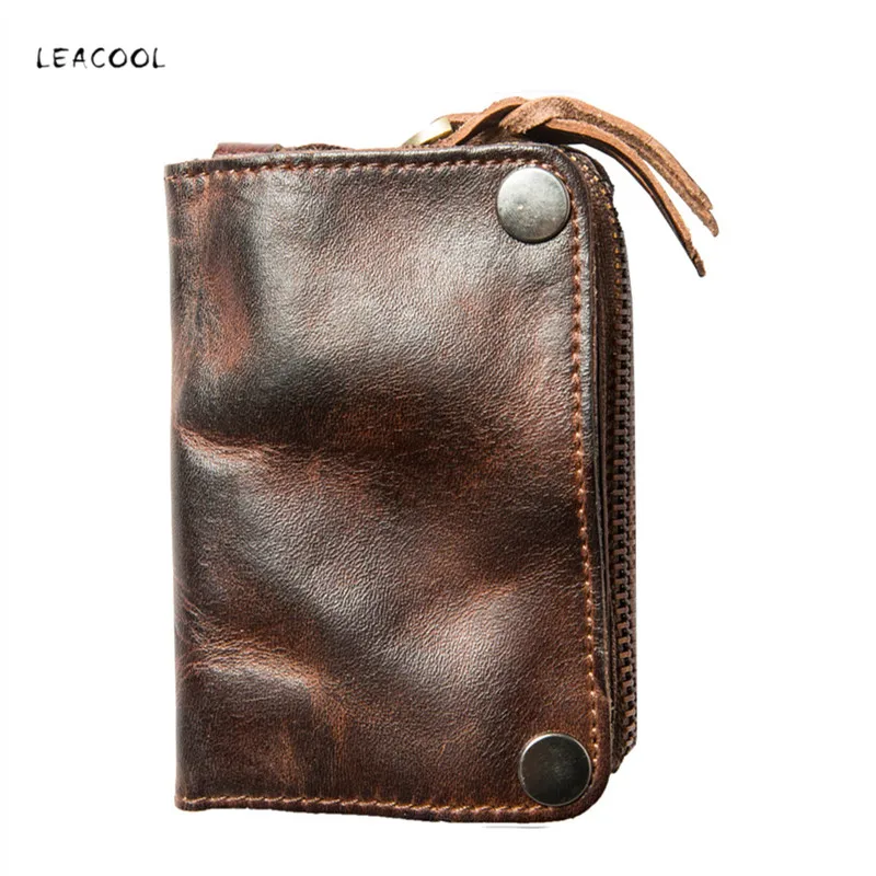 Vintage Genuine Leather Key Holder Cowhide Men Women Key Wallet Organizer Pouch Car Keychain Housekeeper Case Card Bag key case key holder key organizer key purse