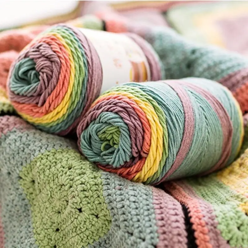 100 г Радужная хлопчатобумажная пряжа 5 нитей ручной вязки для одеяла