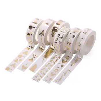 

6 Pcs DIY Paper Tapes Decorative Fashion Stylish Masking Tapes Sticky Tapes Washi Tapes for Hand Book Journals Planners