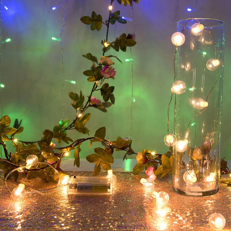 СВЕТОДИОДНЫЕ гирлянды праздничное украшение медная проволочная лампа цветок в горшке из ротанга лампа для свадьбы рождественской вечеринки