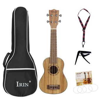 

Irin High Grade Ukulele Kits Zebra Wood 4 Strings Hawaiian Mini Guitar Uke Bag String Capo Strap