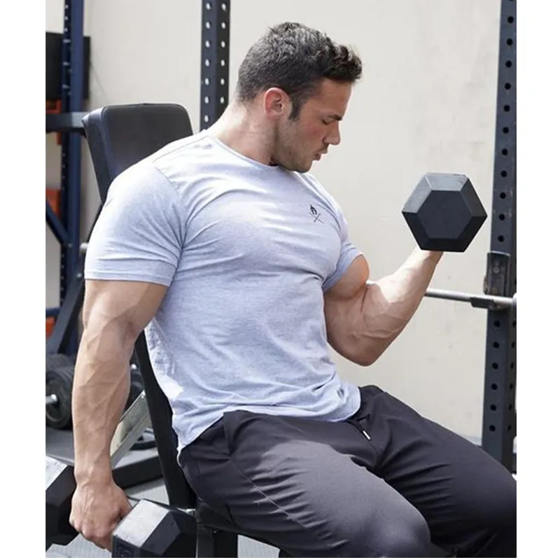

Mens Tshirts Summer Short Sleeve Casual Fashion Black White T Shirt Gym Fitness Slim Fit T-shirt Muscle Cotton Men Clothes 2019