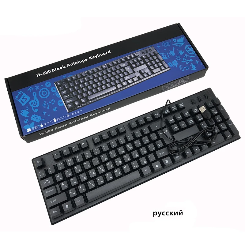 Русская клавиатура, проводная USB клавиатура, 104 клавиш, испанская, Арабская, французская, клавиатура, настольный компьютер, держатель для ключей, плата для MAC, ПК, ноутбука