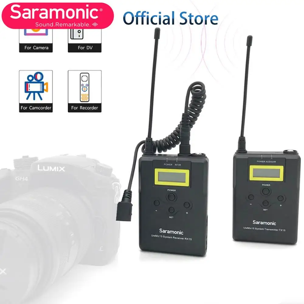 Wireless Lavalier Microphone System, Saramonic UHF 16 Channel Omnidirectional Lap Mic for DSLR Camra,Camcorder Canon Nikon SLR