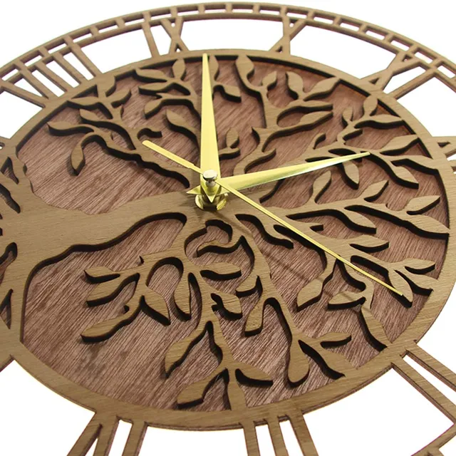 Élet Fa Falióra Lézerrel Vágott Művészeti Parasztház Wall Watch Family Tree Home Dekor Háziasszonyos Csendes Seprő Óra - Image 3