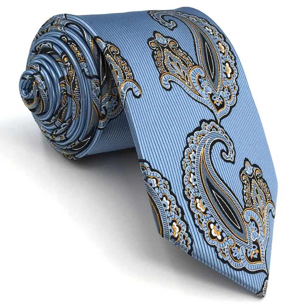 Uomo Nero Bianco a righe in tessuto Jacquard Paisley Cravatta e Fazzoletto da taschino Set