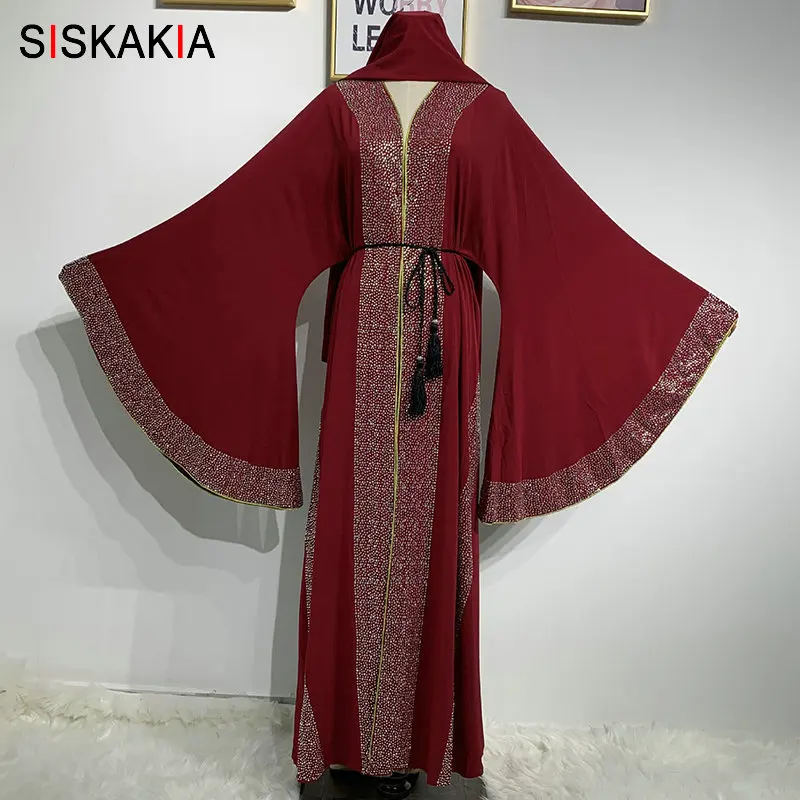 Siskakia роскошный кардиган с бриллиантами Jalabiya Дубай Абая кимоно кафтан модный