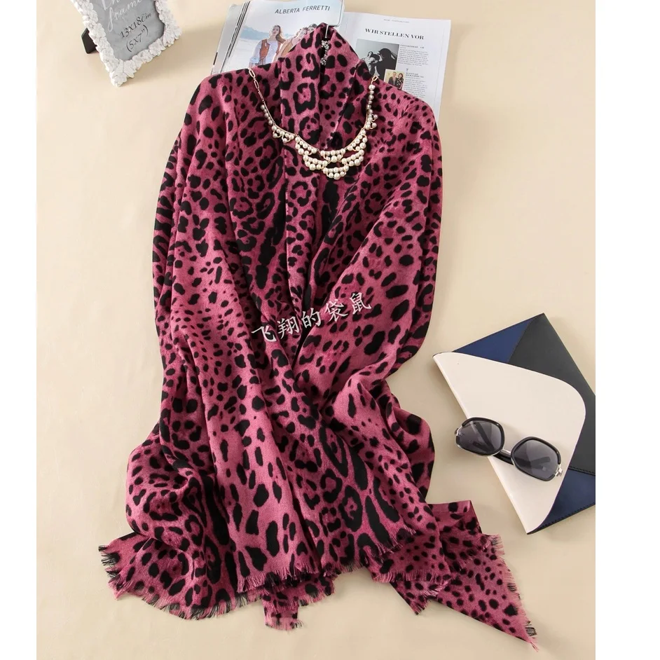 Женский зимний кашемировый шарф Обертывания супер модный Леопардовый принт шарфы шаль 205x83 см