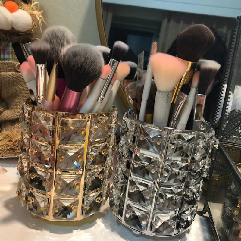 

Makeup Organizer Drawers Metal Frame Crystal Cosmetic Storage Box Jewelry Container Make Up Case Makeup Brush Holder Organizers