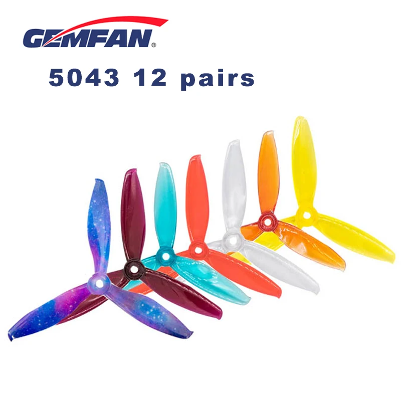 Gemfan WinDancer 5043 5x4,3x3 3-Blade 5 дюймов PC CW CCW Пропеллер для 2205-2306 мотора RC Дрон FPV гоночные части (12 пар)