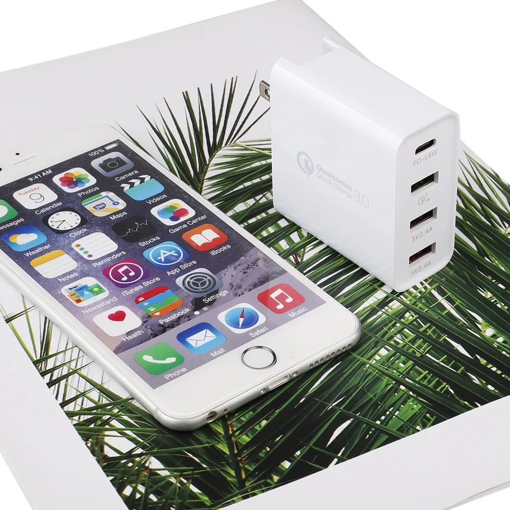 4 порта Смарт USB настенное зарядное устройство 3,0 для iPhone samsung USB адаптер type C PD быстрое зарядное устройство EU US UK