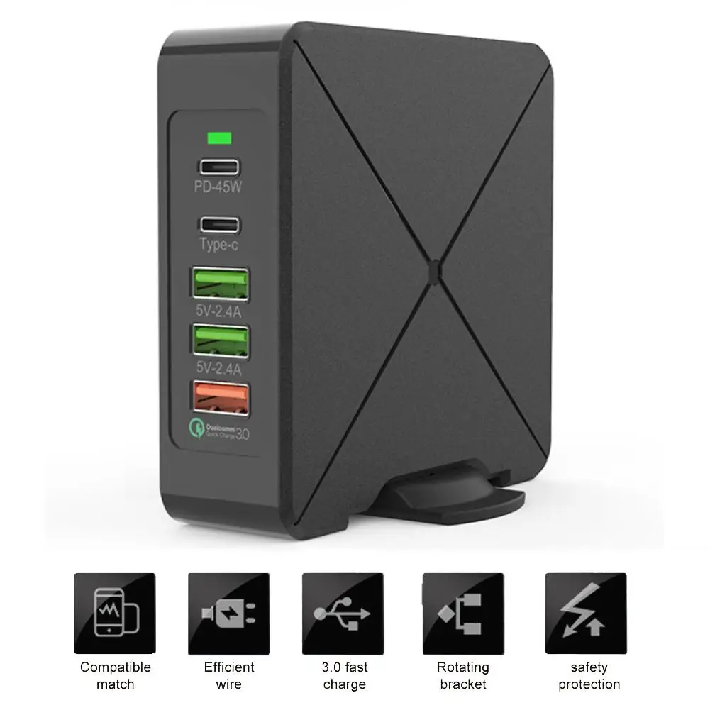 45 Вт PD зарядное устройство type C адаптер питания для ноутбука 2.4A USB разъем QC3.0 USB быстрое зарядное устройство Зарядка головка выход USB PD настенное зарядное устройство# M2