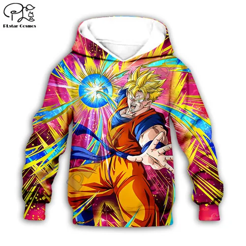 Kids hoodies Детская толстовка с 3D принтом Dragon Ball Z harajuku/толстовка с рисунком Аниме/футболка на молнии/крутые уличные штаны для мальчиков и девочек, Детский комплект - Цвет: Kids hoodies